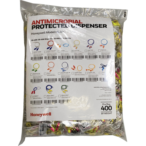 LL-30 Earplugs Refill for HL400 Dispenser, Bulk - Polybag, Corded Auto-Cam