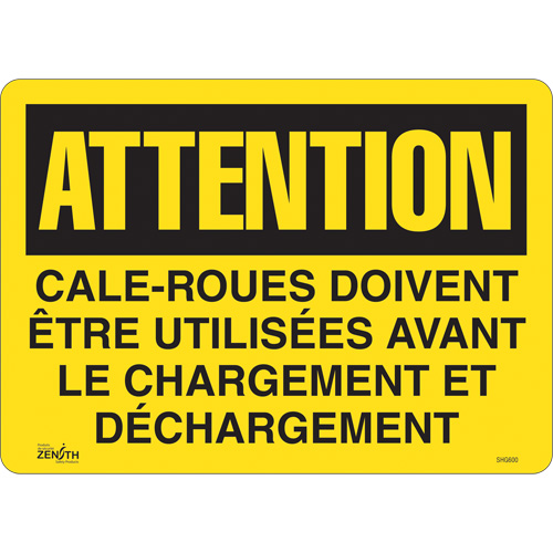 Enseigne  Cale-roues doivent &ecirc;tre utilis&eacute;es , 14" x 10", Vinyle, Français Auto-Cam