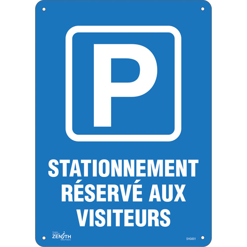 "Stationnement r&eacute;serv&eacute; aux visiteurs" Sign, 10" x 14", Plastic, French with Pictogram Auto-Cam