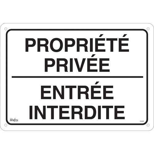 "Propri&eacute;t&eacute; priv&eacute;e" Sign, 14" x 20", Aluminum, French Auto-Cam