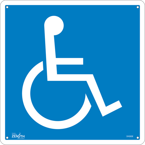 Handicap CSA Standard Safety Sign, 12" x 12", Aluminum, Pictogram Auto-Cam