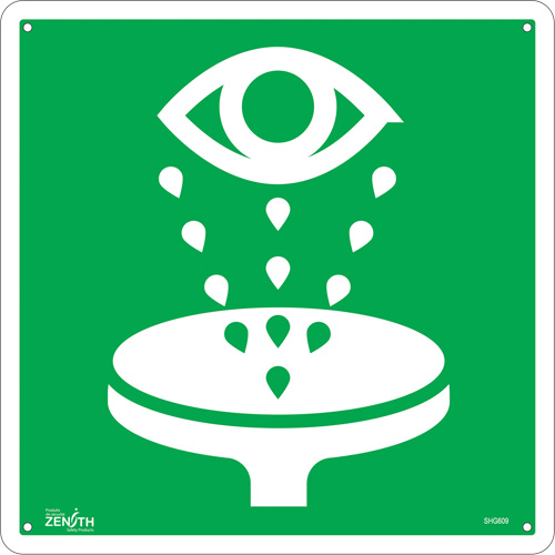 Enseigne de s&eacute;curit&eacute; conforme &agrave; la CSA - Eye Wash, 12" x 12", Aluminium, Pictogramme Auto-Cam