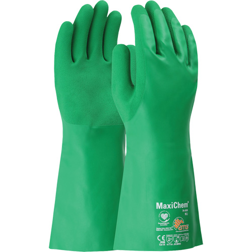 ATG MaxiChem&reg; Chemical-Resistant Gloves, Size Small, 14" L, Nitrile Auto-Cam