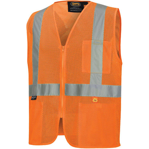 6943 Gilet de s&eacute;curit&eacute; &agrave; mailles ignifuge, Orange haute visibilit&eacute;, Petit, Polyester Auto-Cam