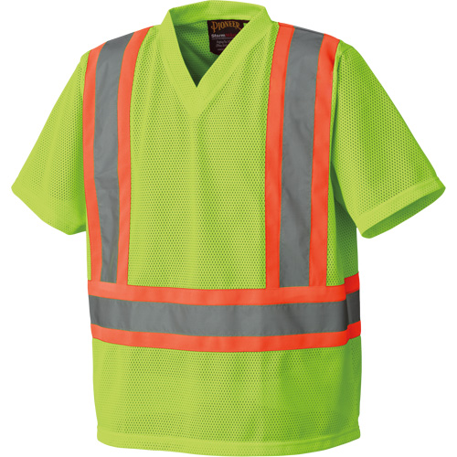 5993P T-shirt de s&eacute;curit&eacute; en maille, Polyester, Petit, Jaune lime haute visibilit&eacute; Auto-Cam