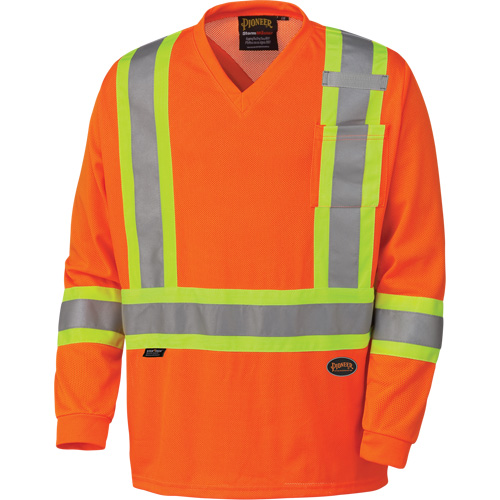 6984 Traffic Micro Mesh Long-Sleeved Safety Shirt, Small, High Visibility Orange Auto-Cam