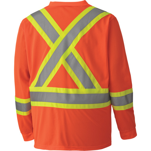 6984 Traffic Micro Mesh Long-Sleeved Safety Shirt, Small, High Visibility Orange Auto-Cam
