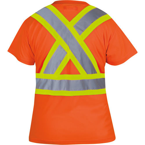 6948 Women's Bird's-Eye Safety T-Shirt, Polyester, X-Small, High Visibility Orange Auto-Cam