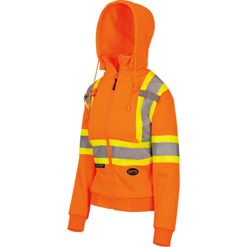 6924W Women's Fleece Hoodie with Zipper, Polyester, X-Small, High Visibility Orange Auto-Cam