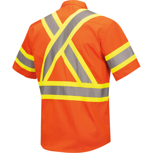 4442 Ultra Cool Short-Sleeved Safety Shirt, Cotton, Small, High Visibility Orange Auto-Cam