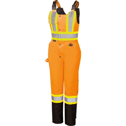 5040BBW Women's High-Visibility Waterproof Safety Overalls, Polyester, X-Small, Black/High Visibility Orange Auto-Cam