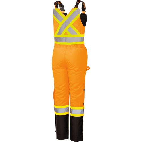 5040BBW Women's High-Visibility Waterproof Safety Overalls, Polyester, X-Small, Black/High Visibility Orange Auto-Cam