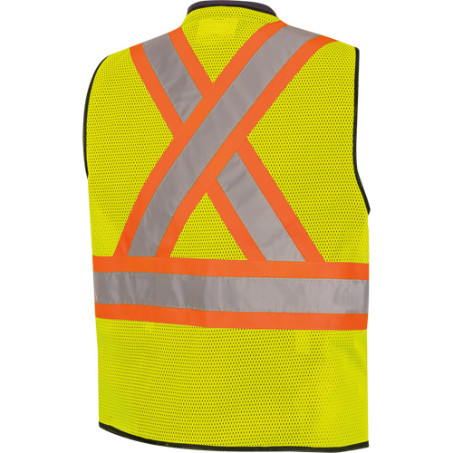 6895 High-Visibility Zip Front Bi-Colour Safety Vest, Black/High Visibility Lime-Yellow, 2X-Large/3X-Large, Polyester Auto-Cam