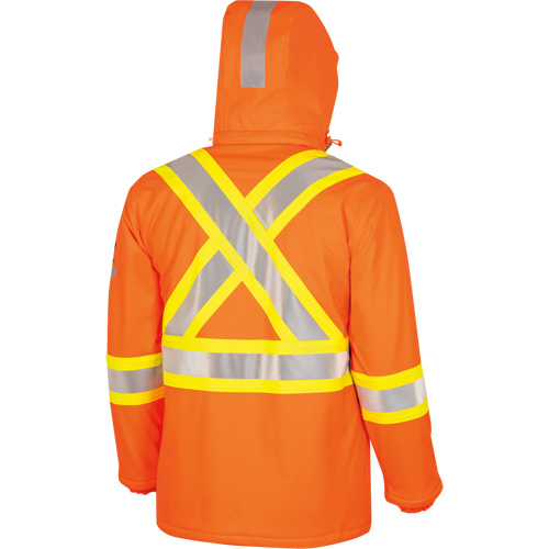 5884 Manteau imperm&eacute;able ignifuge et r&eacute;sistant aux arcs &eacute;lectriques avec capuchon Flash-Gard, Petit, Orange haute visibilit&eacute;, 51 cal/cm² Auto-Cam