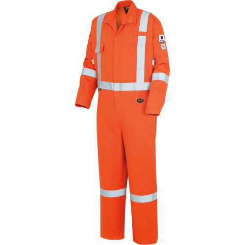 7708AT "The Rock" FR-Tech&reg; High Visibility FR/Arc Rated Coveralls, Size 40 (Tall), High Visibility Orange, 10 cal/cm² Auto-Cam