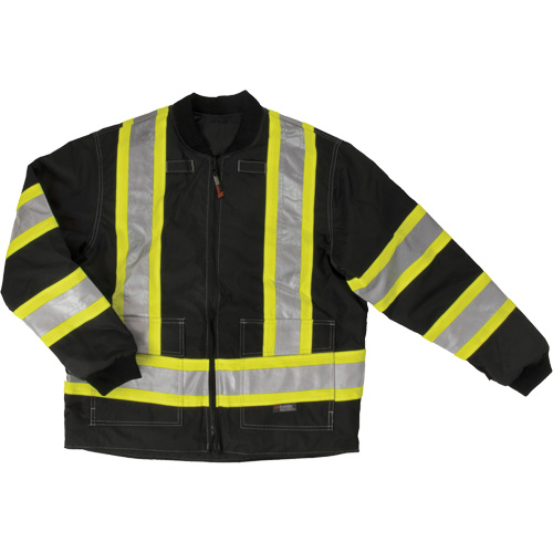 Manteau de s&eacute;curit&eacute; 4-en-1 en tissu ind&eacute;chirable, Polyester, Noir, Grand Auto-Cam