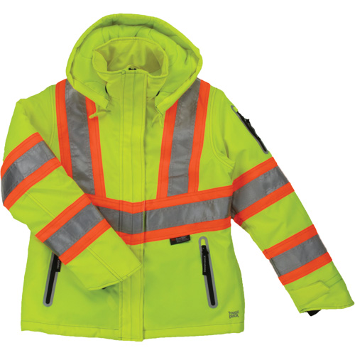 Womens Insulated Flex Safety Jacket, Polyester, High Visibility Lime-Yellow, X-Small Auto-Cam