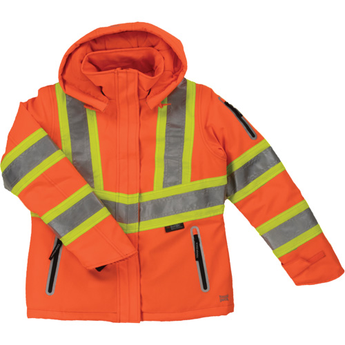 Manteau de s&eacute;curit&eacute; isolant et extensible pour femmes, Polyester, Orange haute visibilit&eacute;, 2T-Grand Auto-Cam