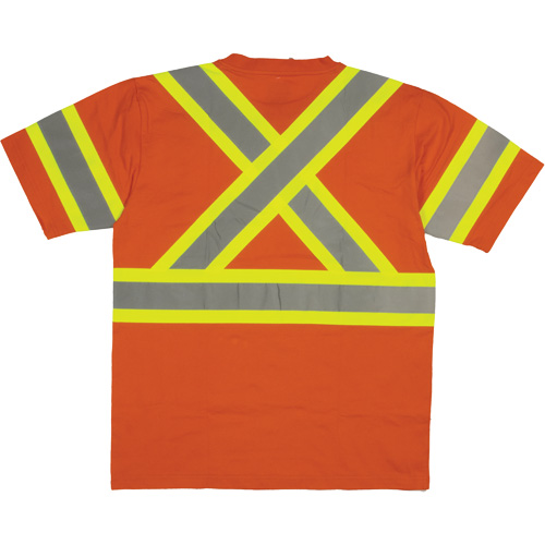 Short Sleeve Safety T-Shirt, Cotton, X-Small, High Visibility Orange Auto-Cam