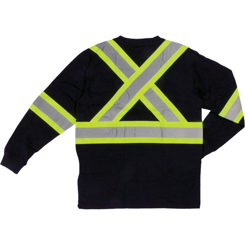 Long Sleeve Safety T-Shirt, Cotton, X-Small, Black Auto-Cam