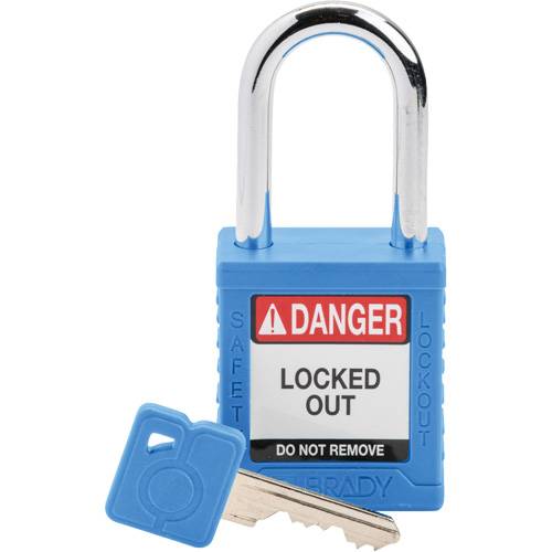Velocity Lockout Padlock, Blue, Keyed Different, Nylon, 1-1/2" Width Auto-Cam