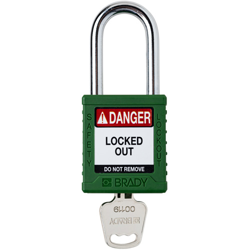 Velocity Lockout Padlock, Green, Keyed Different, Nylon, 1-1/2" Width Auto-Cam