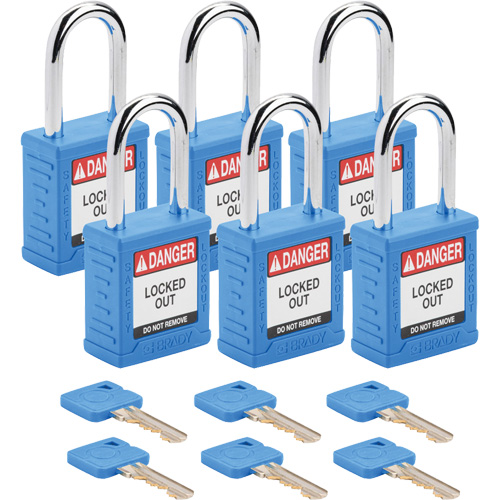 Cadenas de verrouillage Velocity, Bleu, Cl&eacute;s diff&eacute;rentes, Nylon, Largeur de 1-1/2" Auto-Cam
