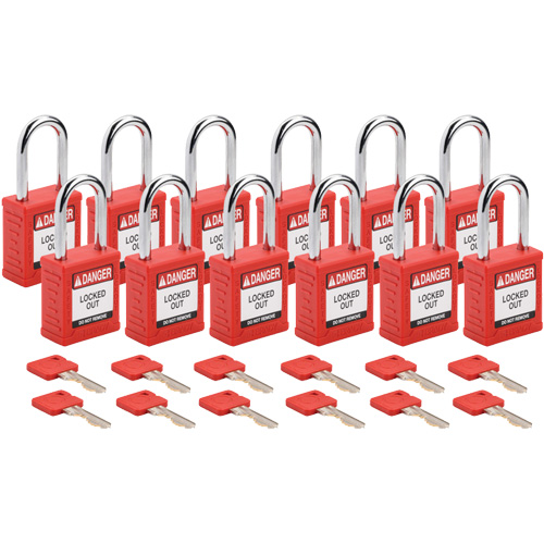 Cadenas de verrouillage Velocity, Rouge, Cl&eacute;s identiques, Nylon, Largeur de 1-1/2" Auto-Cam