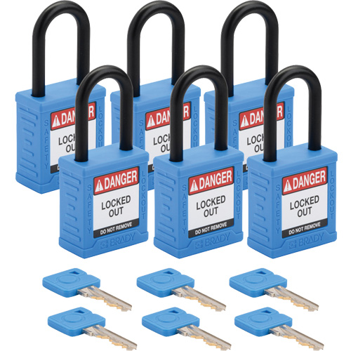Cadenas de verrouillage Velocity, Bleu, Cl&eacute;s diff&eacute;rentes, Nylon, Largeur de 1-1/2" Auto-Cam
