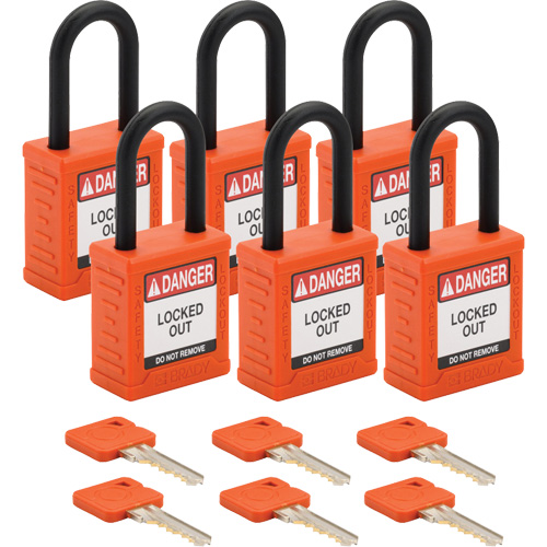 Cadenas de verrouillage Velocity, Orange, Cl&eacute;s diff&eacute;rentes, Nylon, Largeur de 1-1/2" Auto-Cam