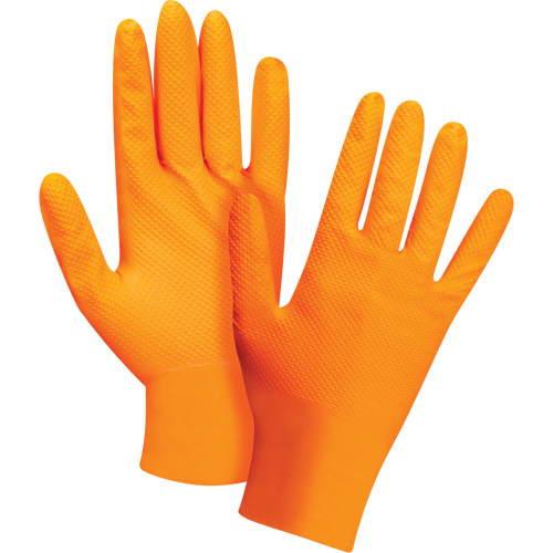 Heavyweight Tactile Grip Examination Gloves, Small, Nitrile, 8-mil, Powder-Free, Orange Auto-Cam