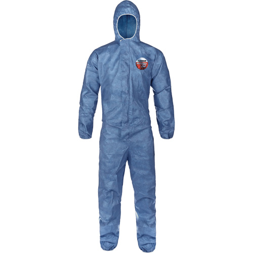 Hooded Coveralls, Large, Blue, MicroMax&reg; VP Auto-Cam