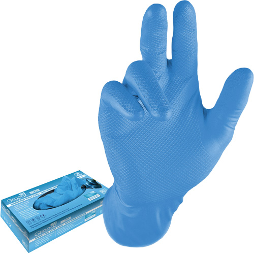 Gants jetables, 3T-Grand, Nitrile, 8 mils, Sans poudre, Bleu Auto-Cam