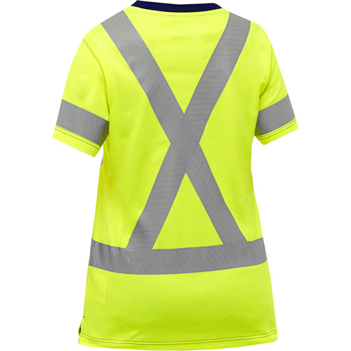 Bisley&reg; Women's X-Back Short Sleeve Shirt, Poly-Cotton, Small, High Visibility Lime-Yellow Auto-Cam