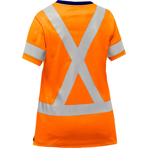 Bisley&reg; Women's X-Back Short Sleeve Shirt, Poly-Cotton, Small, High Visibility Orange Auto-Cam