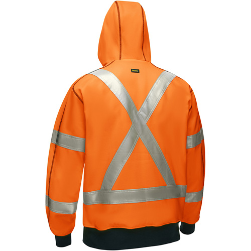 Bisley&reg; X-Back Full Zip Hooded Sweatshirt with Sherpa Lining, X-Large, High Visibility Orange Auto-Cam