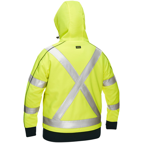 Bisley&reg; X-Back Women's Contoured Full Zip Hooded Sweatshirt with Sherpa Lining, Small, High Visibility Lime-Yellow Auto-Cam