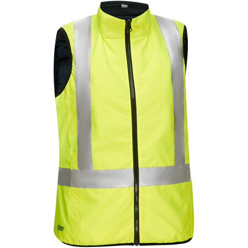 Bisley&reg; X-Back Women's Contoured Reversible Puffer Vest, High Visibility Lime-Yellow, Small, Polyester Auto-Cam