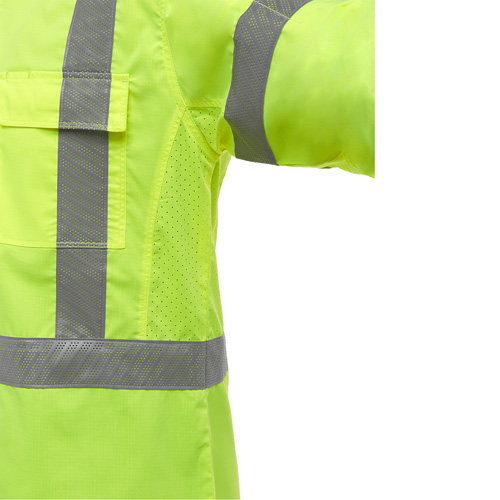 Bisley&reg; X-Back Long Sleeve Work Shirt with X-Airflow, Poly-Cotton, Small, High Visibility Lime-Yellow Auto-Cam