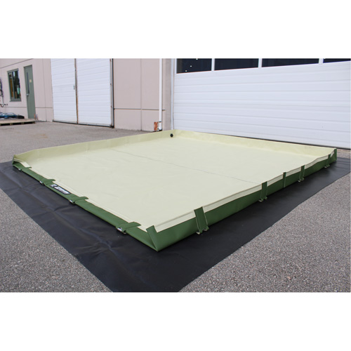 Easy-Riser Insta-Berm, 134 US gal. Capacity, 6' W x 6' L x 6" H, Hinge Bracket Auto-Cam