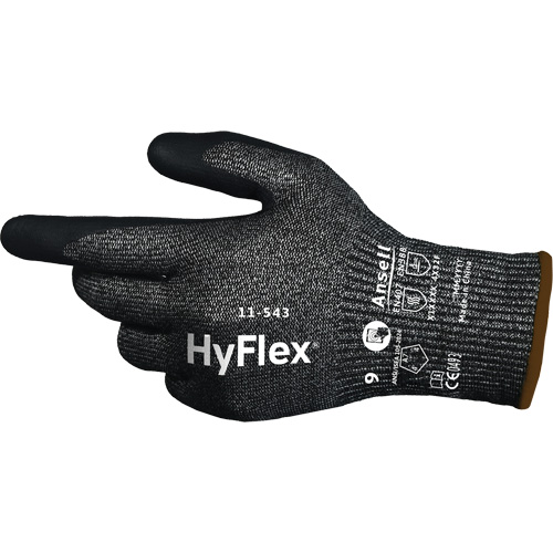 Gants r&eacute;sistants &agrave; la coupe HYFLEX 11-543, 6, Calibre 13, Rev&ecirc;tement Nitrile, ASTM ANSI niveau A7/EN 388 niveau F Auto-Cam