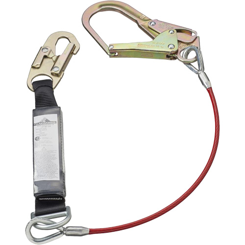 SA-5502-6 Shock Absorbing Lanyard, 6', Form Hook Center, Snap Hook Leg Ends, Galvanized Steel Auto-Cam