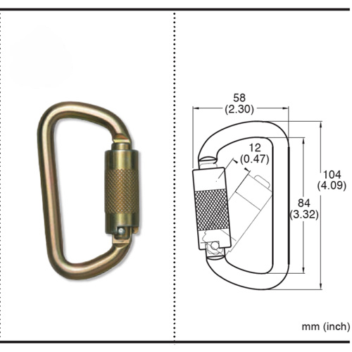 CP-03015-2 Zinc Plated Carabiner with 3/4" Gate Opening, Steel Auto-Cam