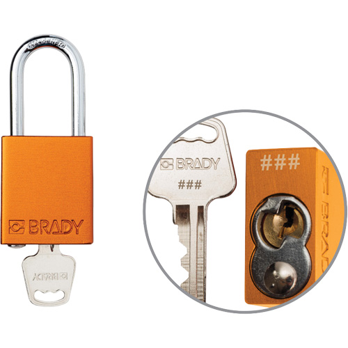 Velocity Plus Safety Lockout Padlock, Orange, Keyed Alike, Aluminum, 1-1/2" Width Auto-Cam