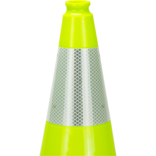 Premium Traffic Cone, 18", Lime Green, 6" Reflective Collar(s) Auto-Cam