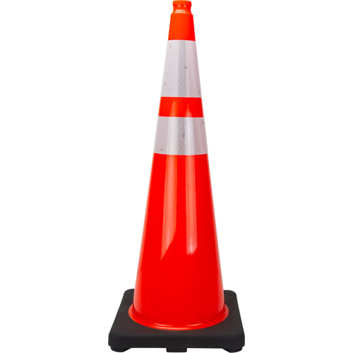 C&ocirc;ne de signalisation de premi&egrave;re qualit&eacute;, 36", Orange, Bande(s) r&eacute;fl&eacute;chissante(s) 4" & 6" Auto-Cam