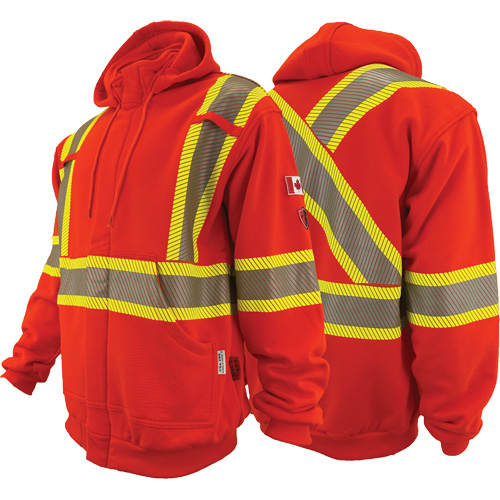 Atlas Guardian&reg; FR/AR Full-Zip Hoodies, Men's, 3X-Large, High Visibility Orange, 18 cal/cm² Auto-Cam