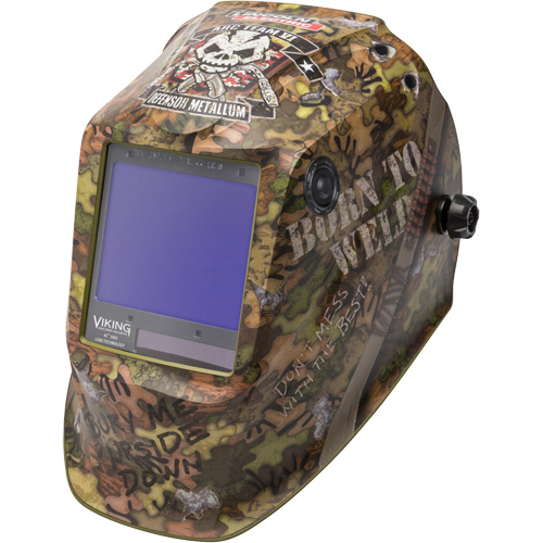 VIKING 3350 Born To Weld Welding Helmet, 3.74" L x 3.34" W View Area, 5 - 13 Shade Range Auto-Cam