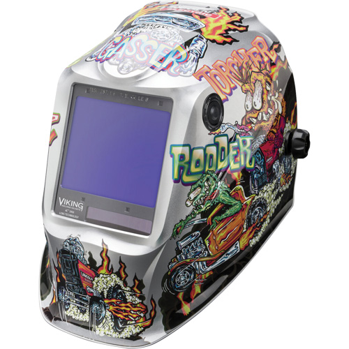 VIKING 3350 Hot Rodders Welding Helmet, 3.74" L x 3.34" W View Area, 5 - 13 Shade Range Auto-Cam