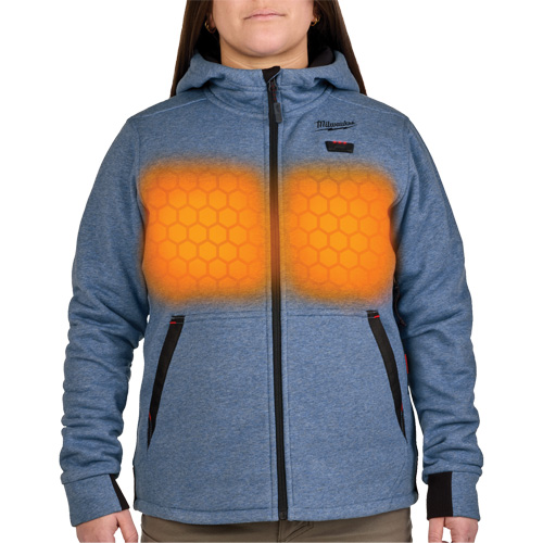 M12 Heated Hoodie with Battery, Women's, X-Large, Blue, Poly-Cotton Auto-Cam